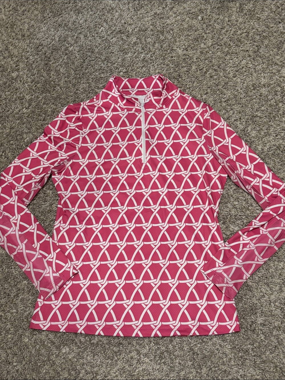 NWT Gottex Pink Geometric Quarter-Zip Golf and Tennis Top XS